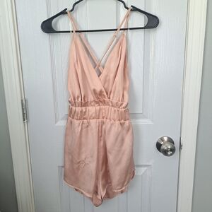 Fashion Nova Blush Pink Satin Romper